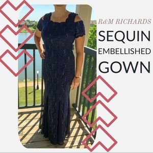 R&M Richards Sequin Embellished Gown